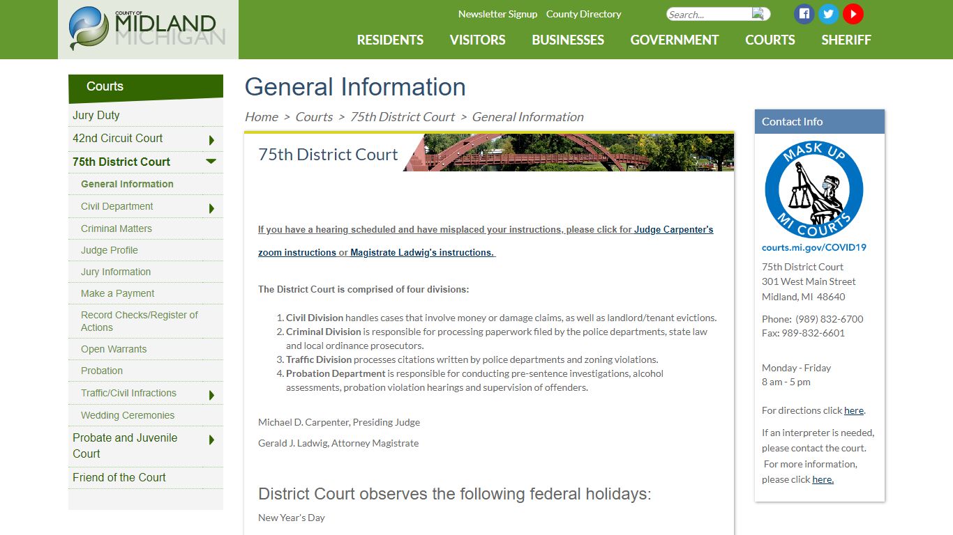 County of Midland, Michigan > Courts > 75th District Court ...